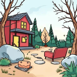 Finalization preview tool: Prepares previews of reconciliations for final approval 6 A colorful cartoon depiction of a house with a red exterior, surrounded by trees and a pathway.
