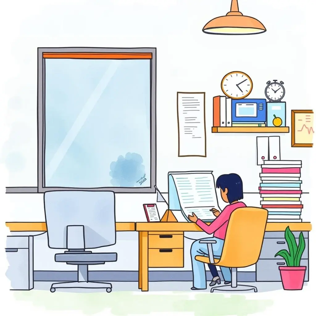Rapid report generator: Swiftly generate lengthy reports from prompts 1 Person using a computer in a cozy office to generate reports.