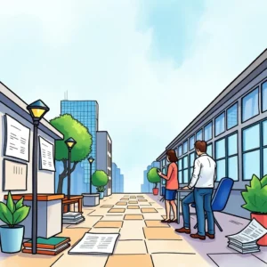 Efficient workspace for filing record organization, showcasing document management in a modern setting