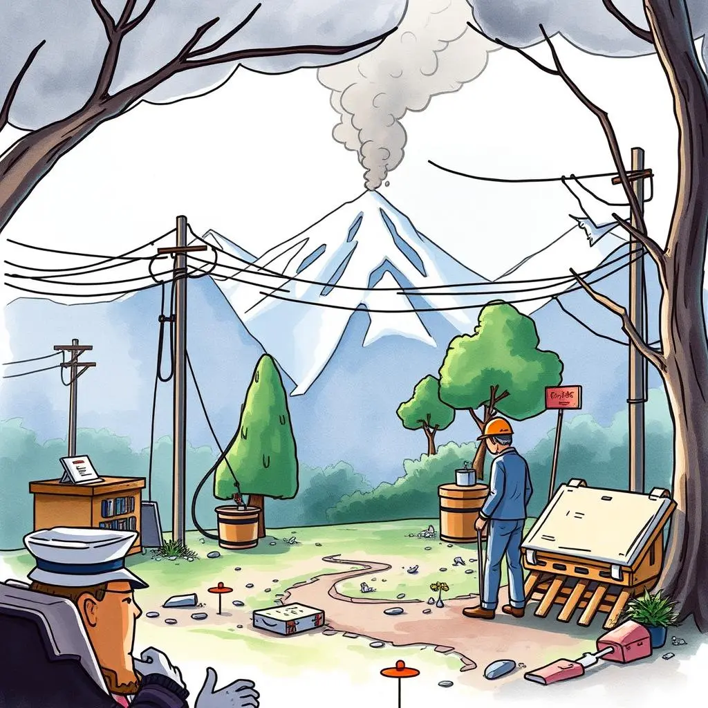 Root cause analysis generator: Develop comprehensive root cause summaries 1 An analyst observing a volcanic eruption while assessing risk factors.