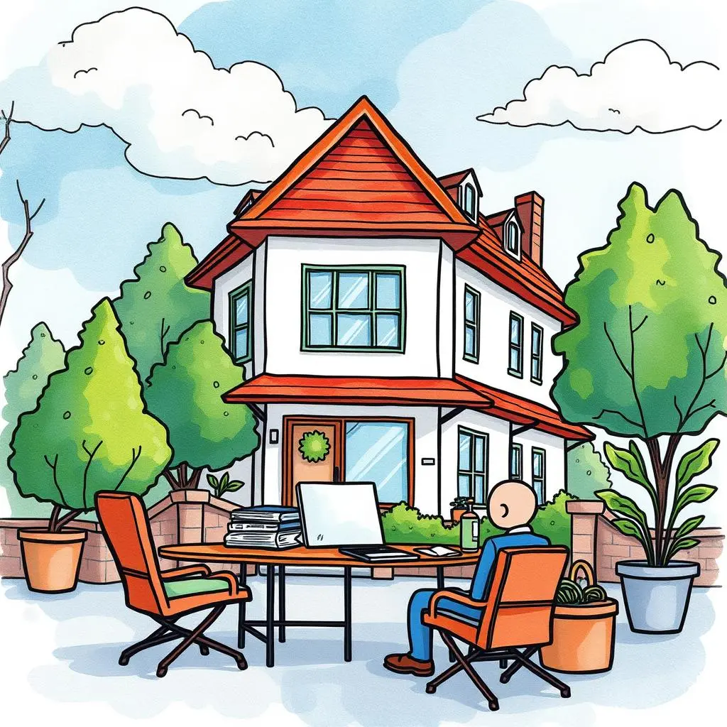 Insight extractor: Distill actionable insights from detailed input 1 A person sitting outside a house with a laptop and documents, representing data analysis.
