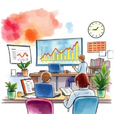 Performance Metrics Insight Extractor tool in a marketing department analysis setting with graphs and reports.