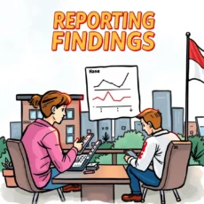 Two analysts reviewing data and feedback report in an urban setting.