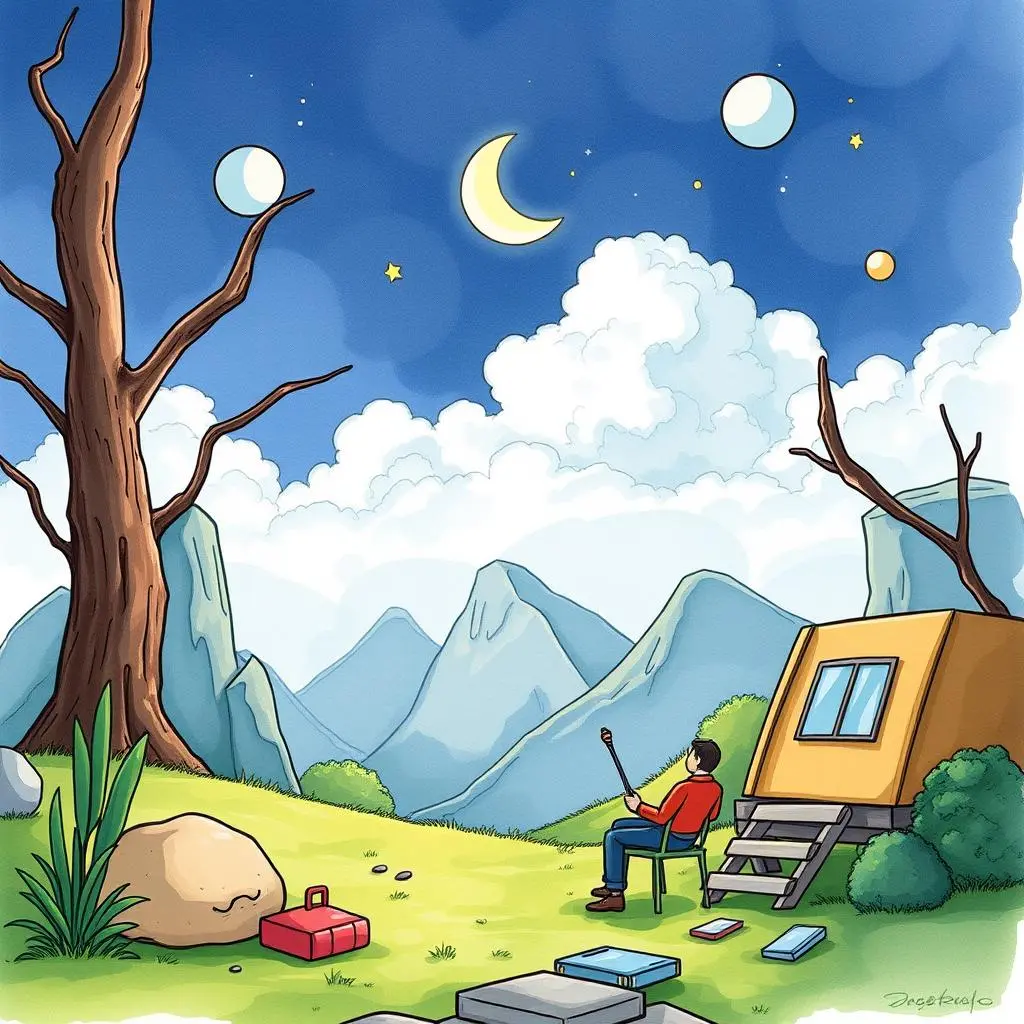 Requirements consolidation assistant: Aggregate and streamline gathered requirements 1 A person sitting peacefully outdoors, contemplating under a starry sky.