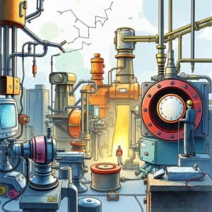 A vibrant illustration of a creative engineering simulation scenario environment.