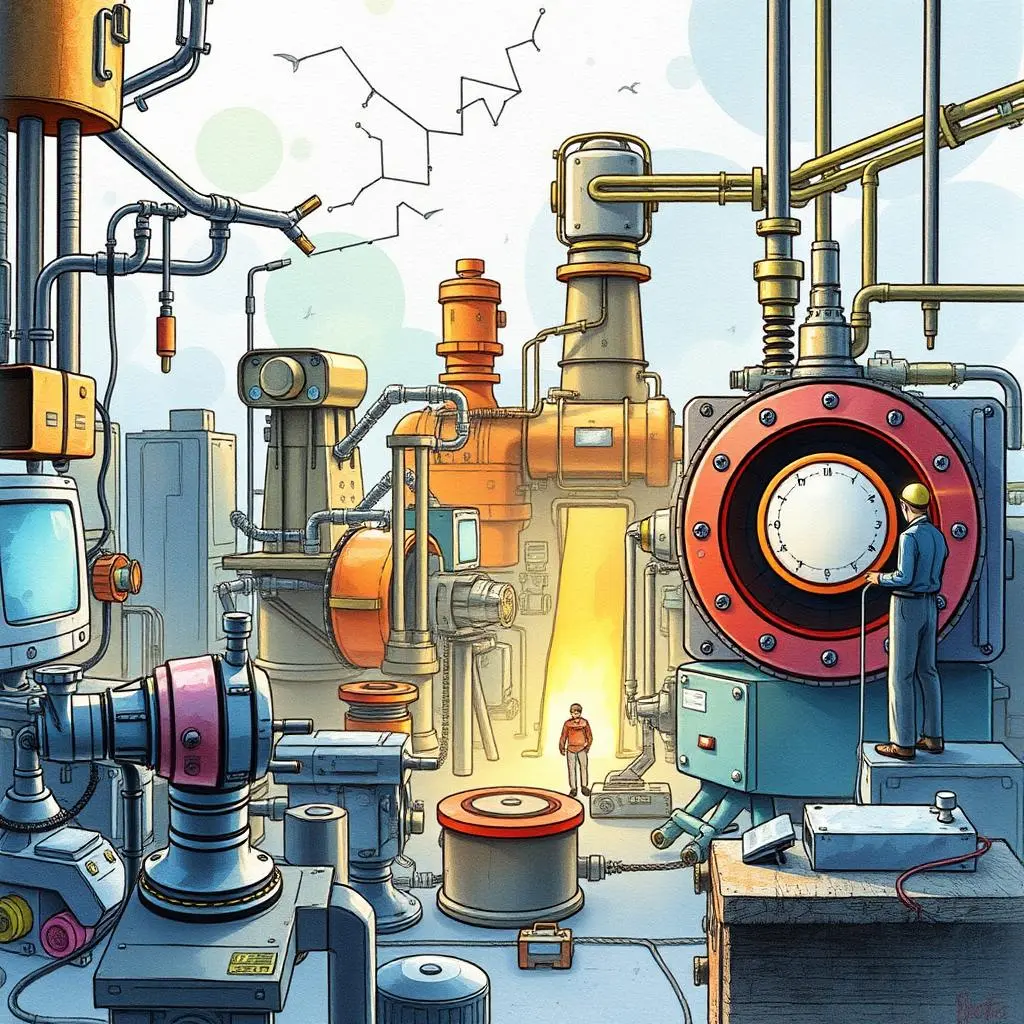 Simulation scenario generator: Create detailed simulation scenarios 1 A vibrant illustration of a creative engineering simulation scenario environment.