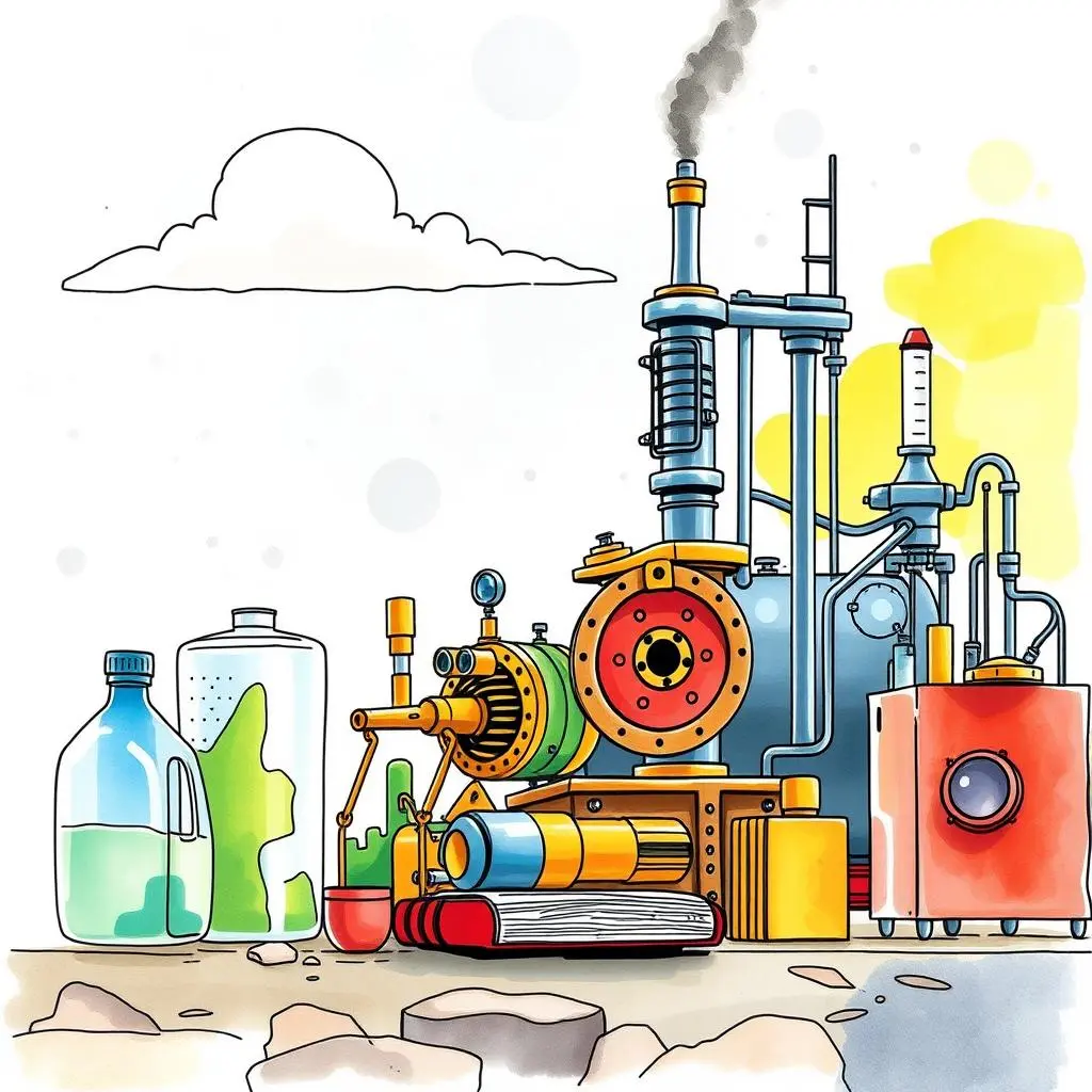 Statistical summary creator: Summarize statistical findings for reports 1 Bespoke statistical tools represented by colorful mechanical equipment for data processing