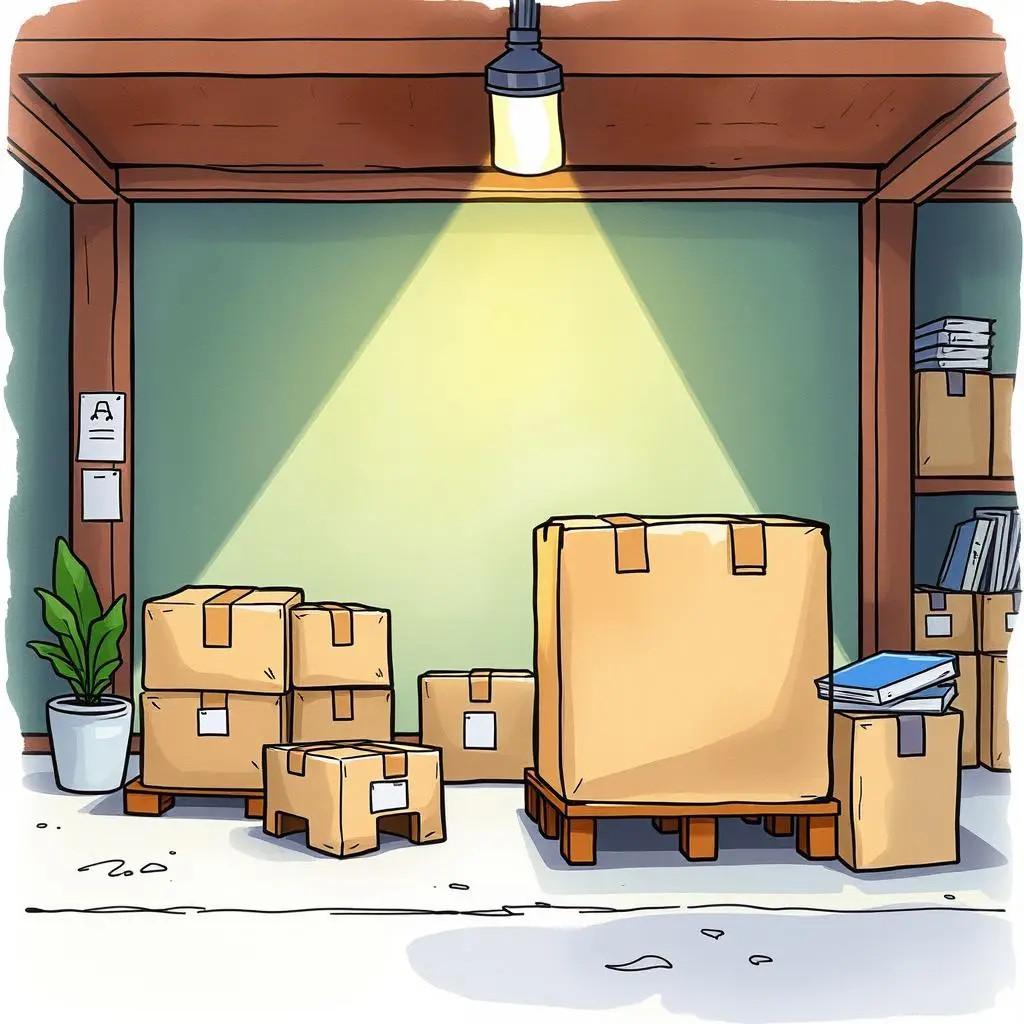 Quality discrepancy reporter: Document discrepancies found during quality checks 1 Boxes in a well-lit storage area, symbolizing returns management and quality checks.