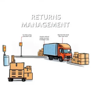 Refund process documentation tool: Outline refund process steps clearly 2 Returns management process illustration featuring a logistics truck and packages for a refund documentation tool