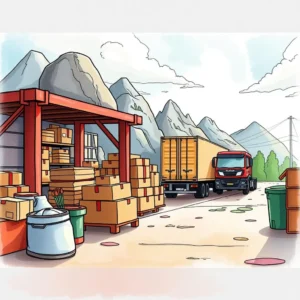 Packed boxes and a delivery truck at a warehouse, ideal for Returns Management tasks.