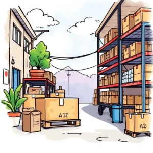 Boxed goods and a warehouse setting, symbolizing efficient returns management in operations.