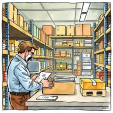 Returns Data Validator in use, verifying returns information in a warehouse setting.