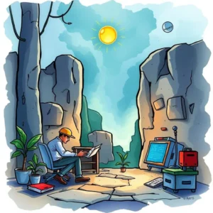**A focused audit professional analyzes control test data in a tranquil, natural setting.**