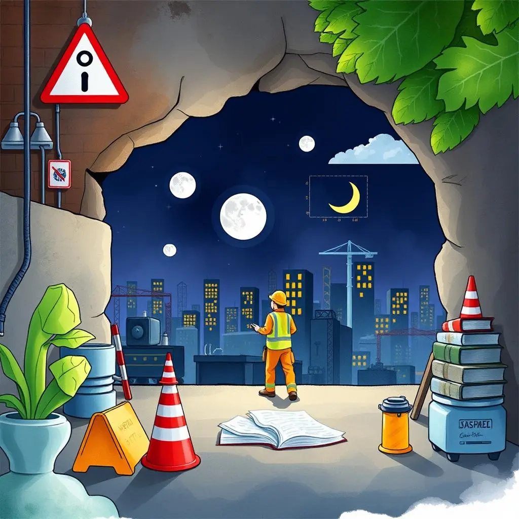 Incident report synthesizer: Generate reports from collected incident data 1 Professional surveying under moonlight, assessing environmental safety risks.
