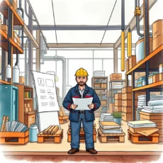 Craftsman holds presentation materials in a manufacturing workspace designed for root cause analysis