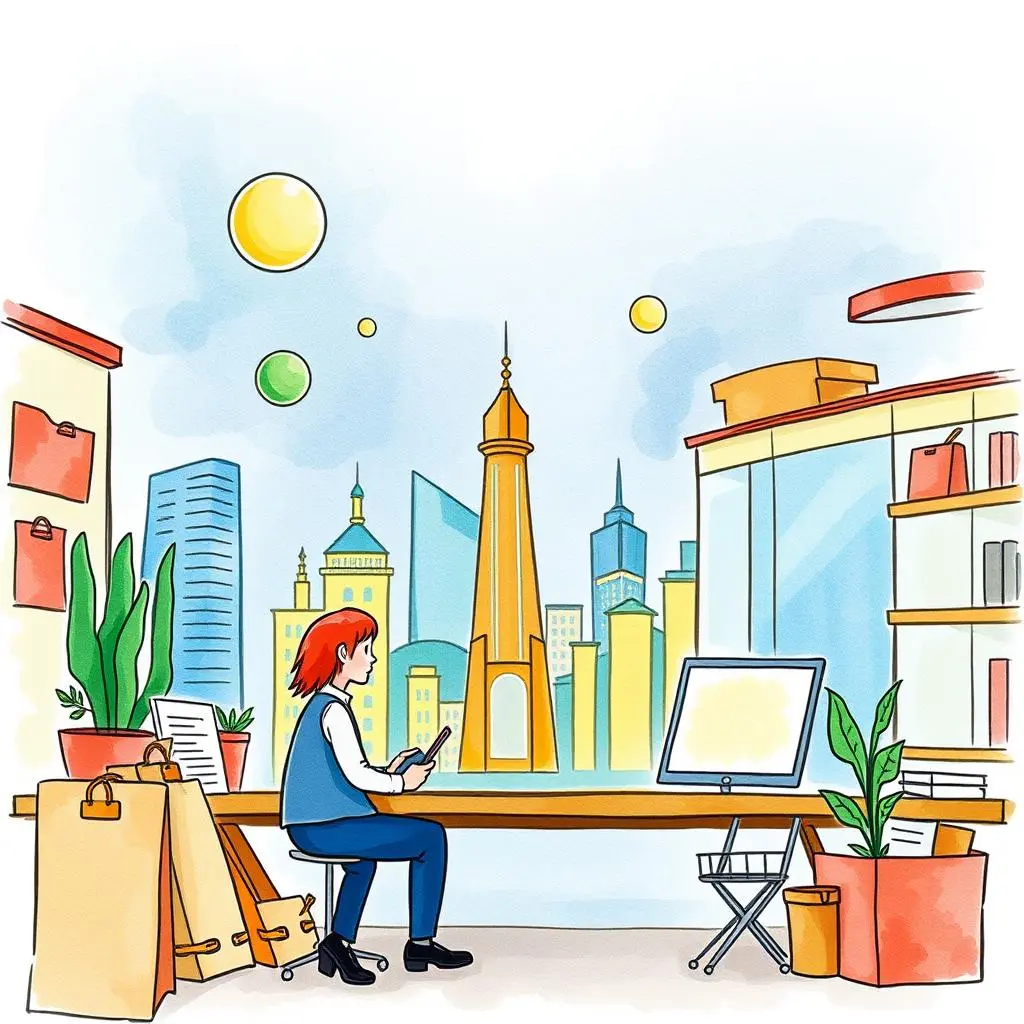 Forecast insights generator: Produce insights based on sales trend data 1 A person analyzes sales data on a mobile device while overlooking a city skyline.