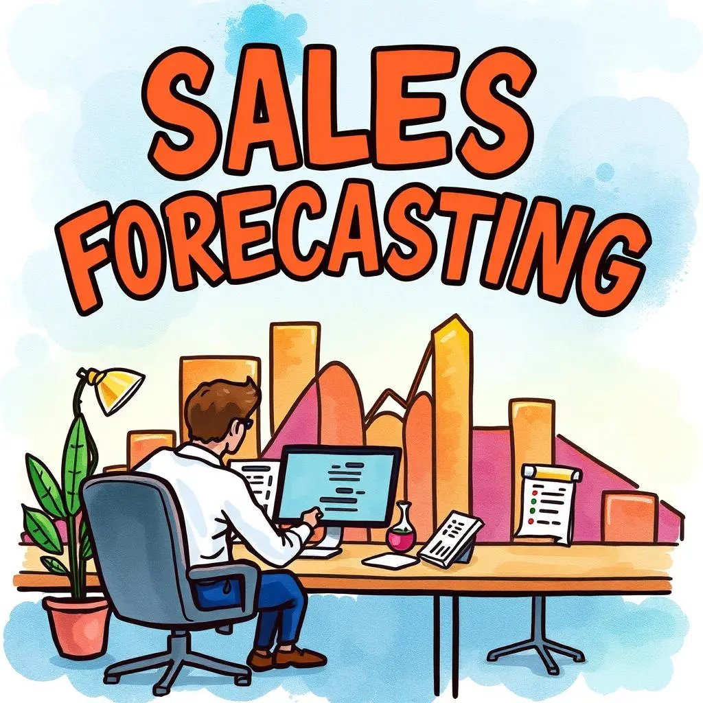Sales process analyzer: Analyze and document methodologies for forecasting sales 1 Sales Operations Analyst analyzing sales data at a desk with city skyline in the background.