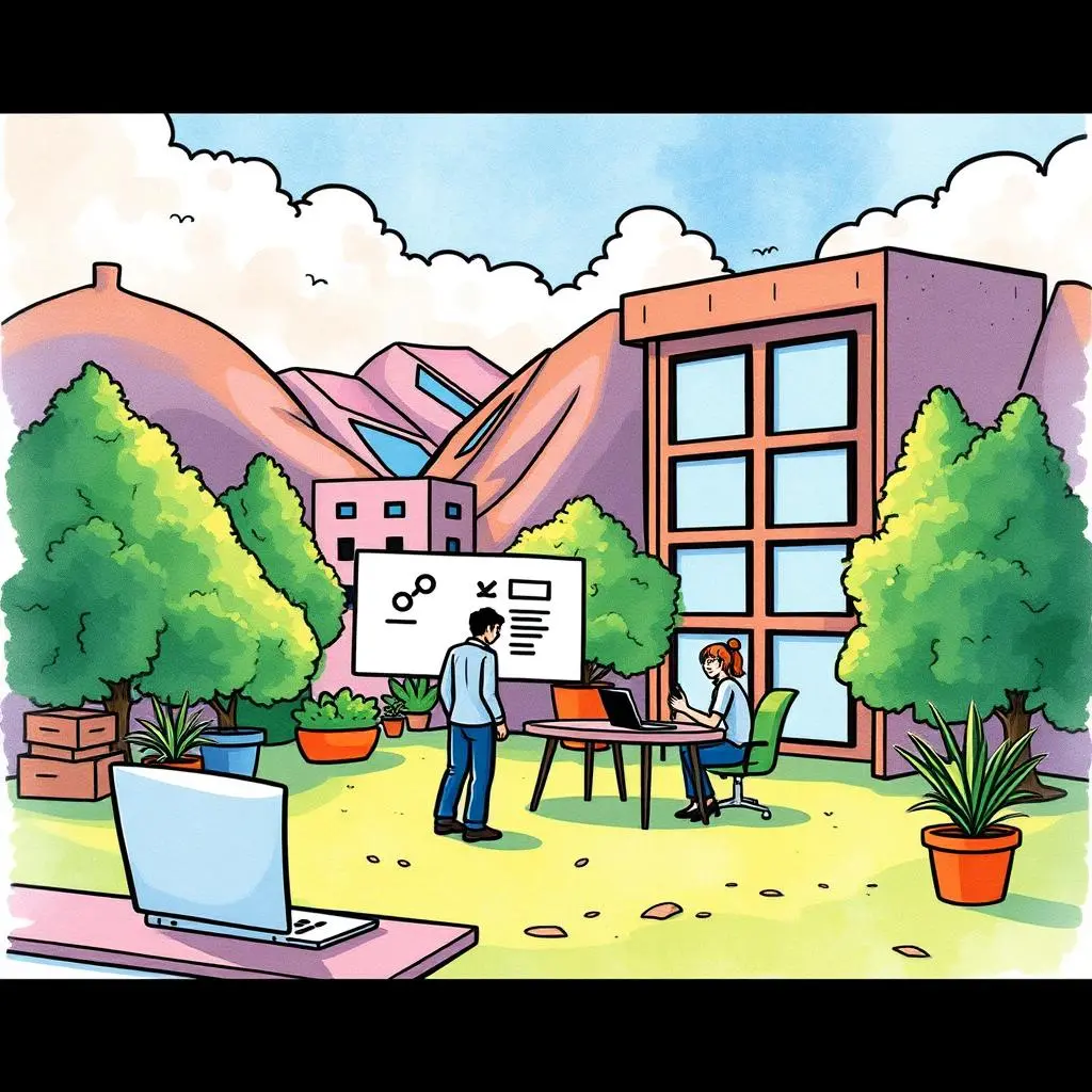 Competitor comparison assistant: Summarize competitor strengths and weaknesses 1 Competitor Comparison Assistant in a bright outdoor workspace with professionals discussing strategy
