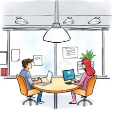 Sales Force Allocation Wizard collaboration between professionals in a modern office setting