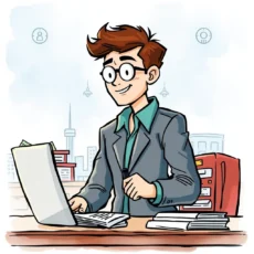 A professional using a laptop to build value propositions.