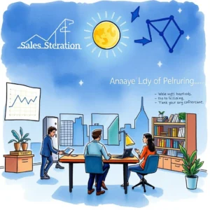 Incentive program analyzer: Analyze and improve existing incentive programs 2 Sales team brainstorming strategies in a modern office setting with charts and tools for analysis