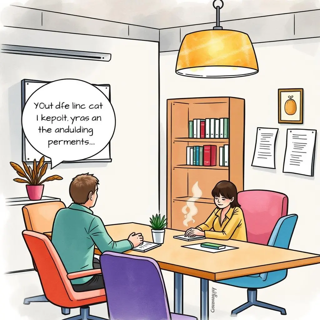 A meeting room scene with professionals discussing appointment materials.