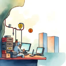 A cybersecurity analyst using the Mitigation Suggestion Wizard tool at a modern workstation.