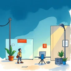 Illustration of a modern workspace analyzing security training feedback.