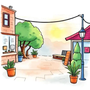 Local keyword finder: Identify effective local SEO keywords for optimization 1 Colorful local street scene representing community-focused seo strategies.