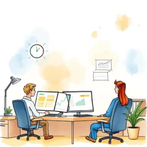 Generating actionable insights from customer feedback data in a modern office setting.