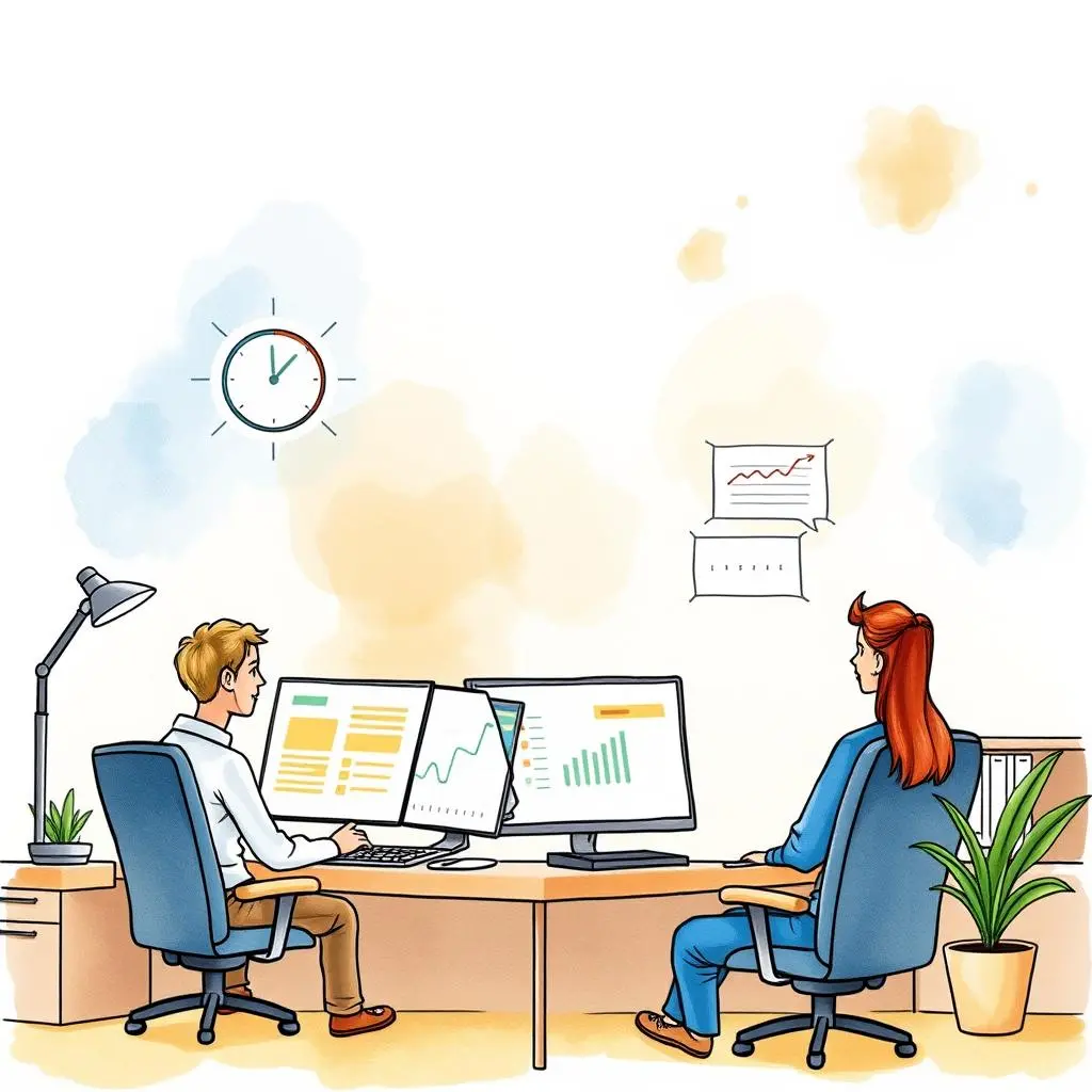 Feedback utilization strategist: Generate actionable steps from customer feedback data 1 Generating actionable insights from customer feedback data in a modern office setting.