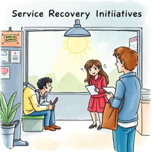 Service Recovery Initiatives with a customer and support staff discussing solutions