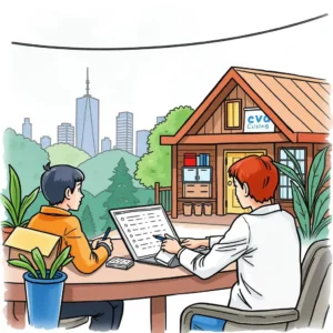Two professionals drafting service recovery proposals in a serene outdoor setting.
