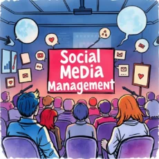Social Media Management presentation with audience engagement in a digital workshop