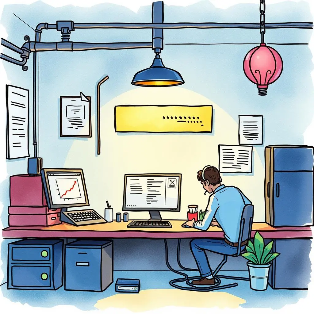 Backup recovery plan generator: Create structured recovery plans for backups 1 It professional creating a backup recovery plan at a desk.
