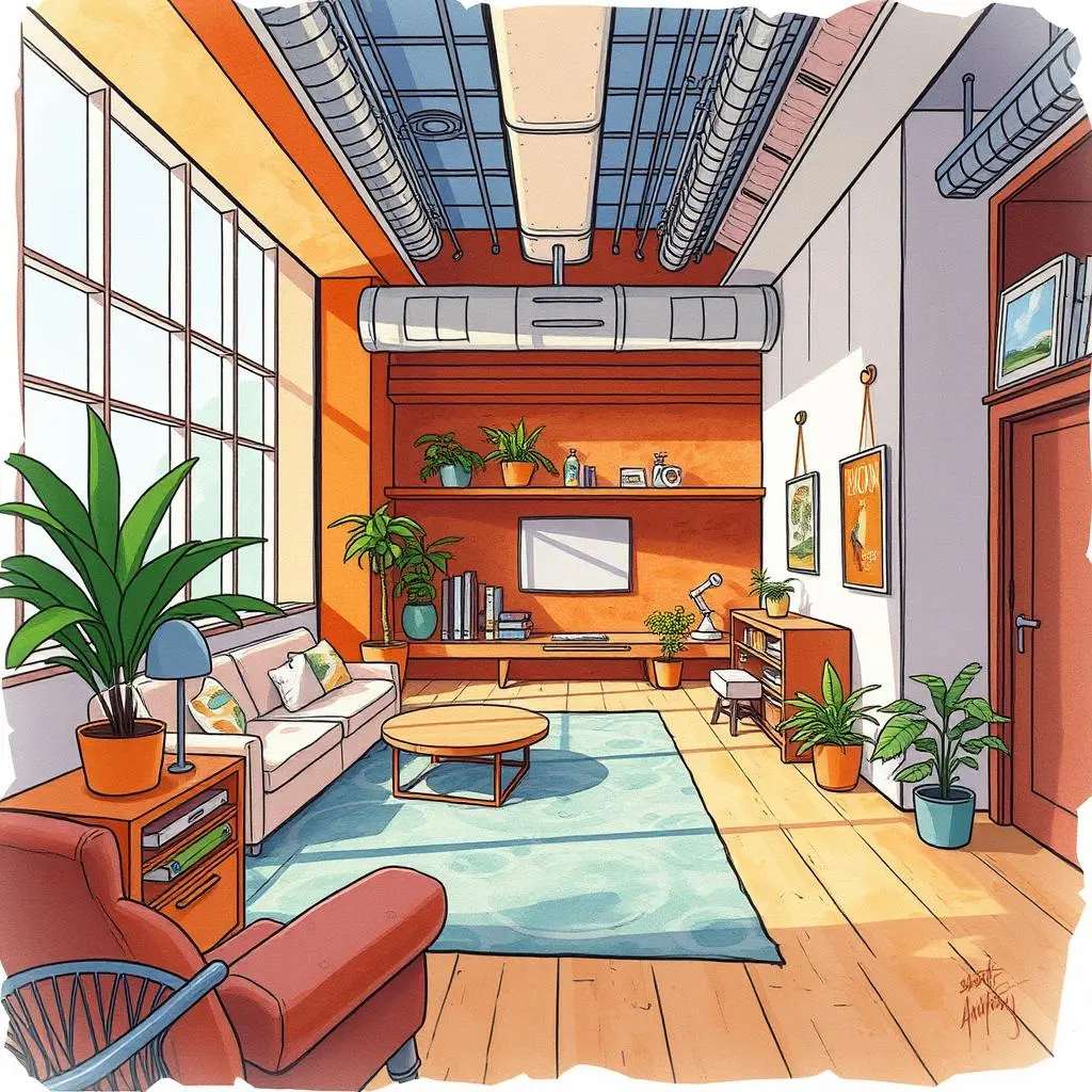 A modern, inviting space designed for collaboration with plants and comfortable furniture.