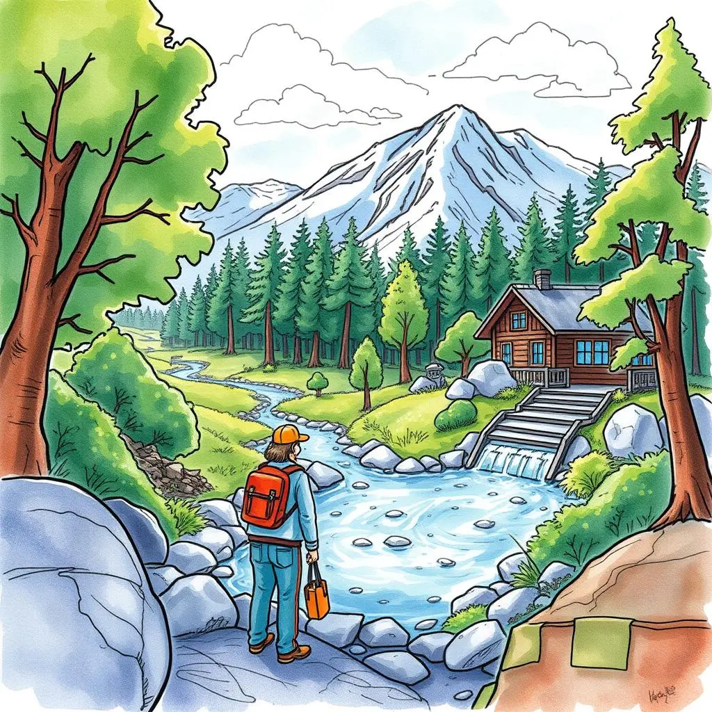 Feedback pattern detector: Identify trends in stakeholder feedback data 1 A person observes a serene landscape with mountains and a flowing river.
