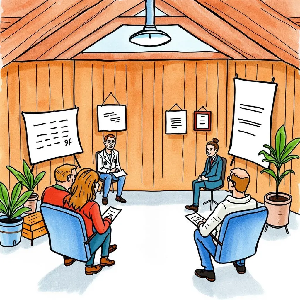 Stakeholder response extractor: Identify key responses from feedback sessions 1 Illustration of a feedback session with stakeholders discussing responses.