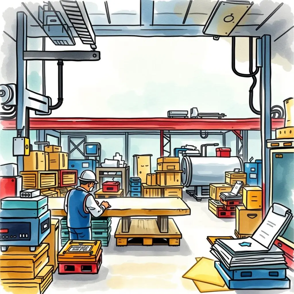 Consensus building facilitator: Create clear summaries for collective agreements 1 A worker in a manufacturing facility focuses on a table surrounded by various boxes and equipment.