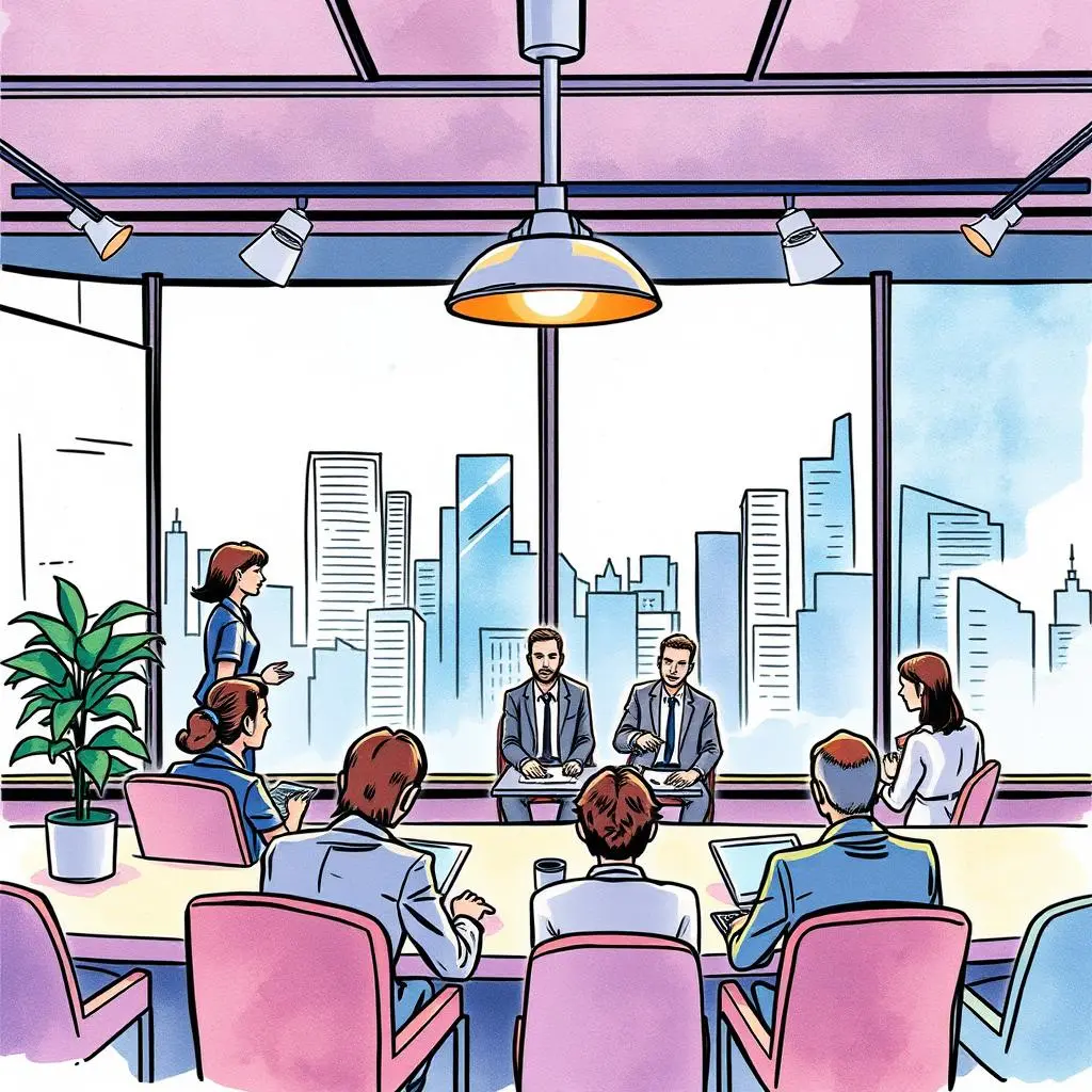 Talent pool creator: Build a comprehensive talent pool efficiently 1 A diverse group of professionals engaged in a meeting focused on talent pool strategies for succession planning.