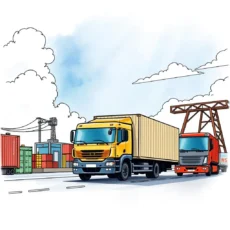 Trucks transporting goods, symbolizing logistics and supplier management.