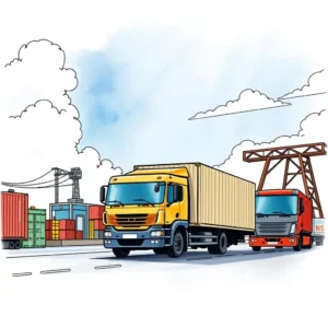 Trucks transporting goods, symbolizing logistics and supplier management.