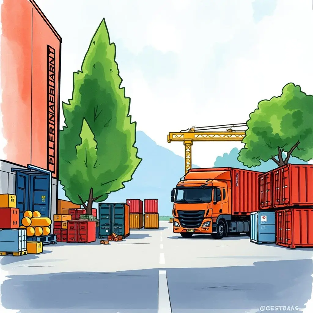 Term length analyzer: Evaluate and suggest optimal contract duration terms 1 Supply chain scene showcasing truck, containers, and operations management environment.