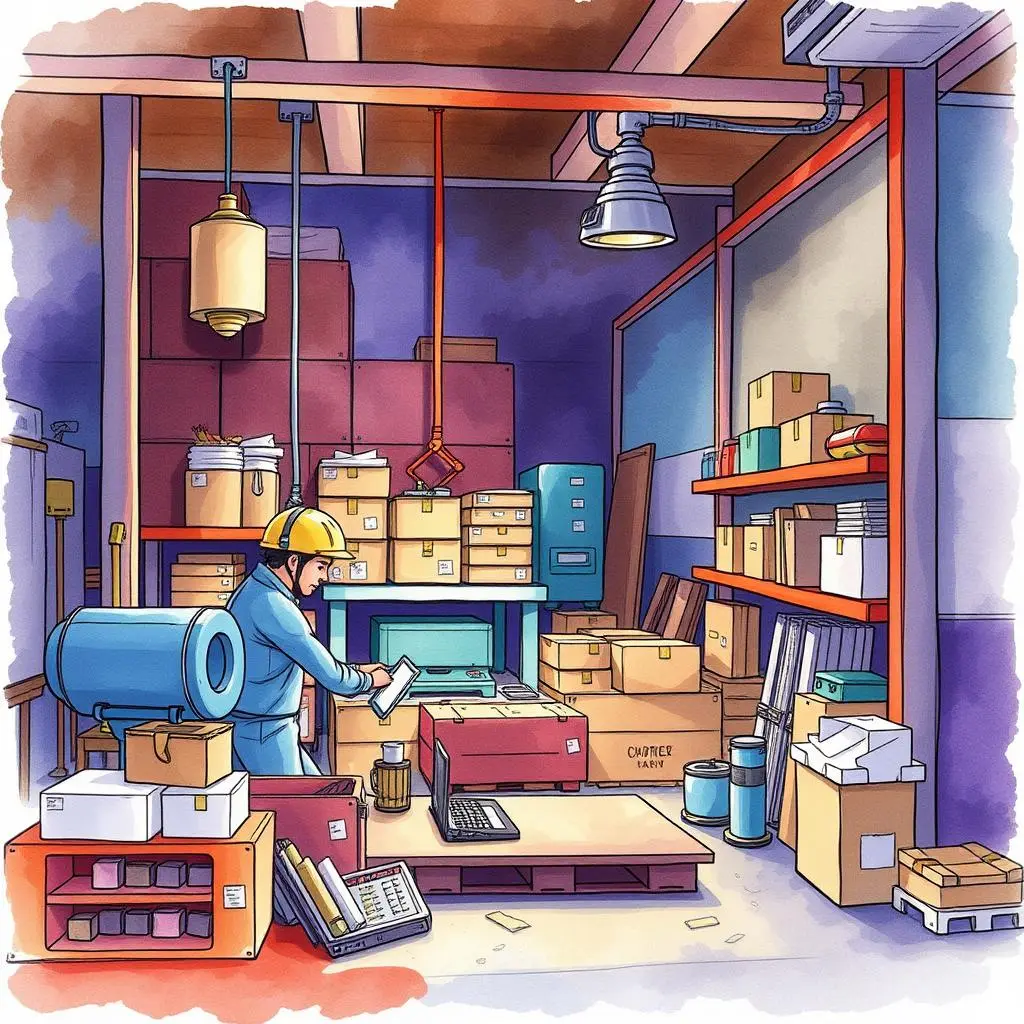Performance improvement suggestion tool: Recommend enhancements to supplier processes 1 Engineer using a tablet in a cluttered supply management workspace.