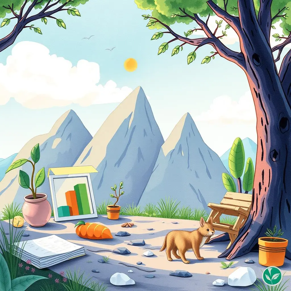 A serene nature scene depicting sustainability and environmental data analysis.