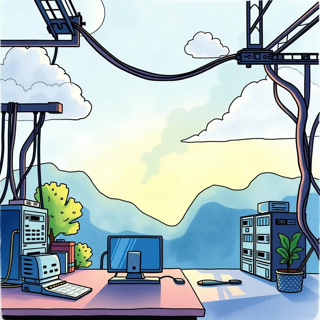 Alert log analyzer: Summarize alerts and incidents for performance optimization 1 A serene IT workspace featuring a monitor and equipment against a scenic backdrop