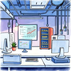 It workspace showcasing system monitoring tools and sla data analysis.