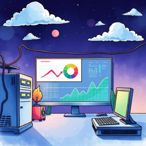 Sla performance summary generator: Generate concise SLA performance reports instantly 5 It workstation displaying data analytics for sla performance monitoring.