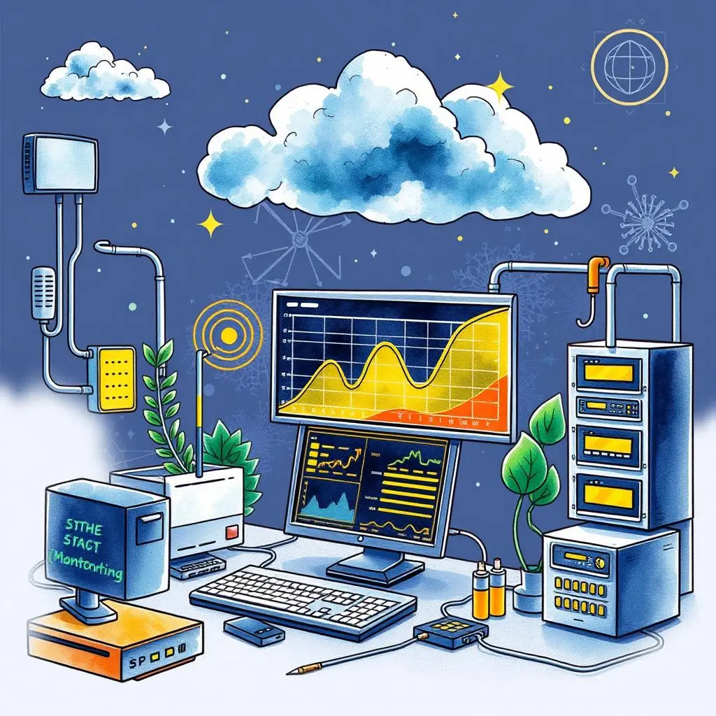 Sla trend reporter: Identify trends in SLA performance over time 1 Colorful it workspace illustrating sla performance analysis and system monitoring.