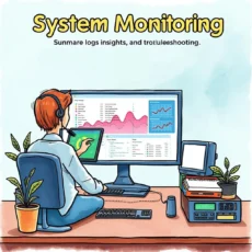 User analyzing system logs on a computer for insights and troubleshooting.
